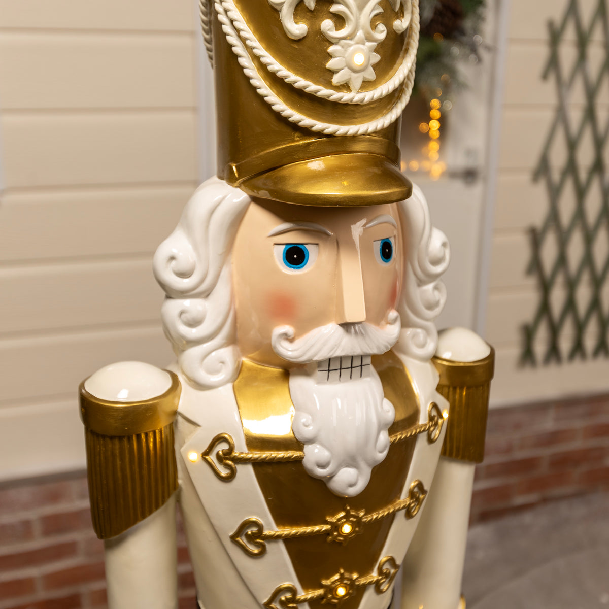 5.5ft Traditional Christmas Nutcracker Soldier - Cream and Gold with LED Lights
