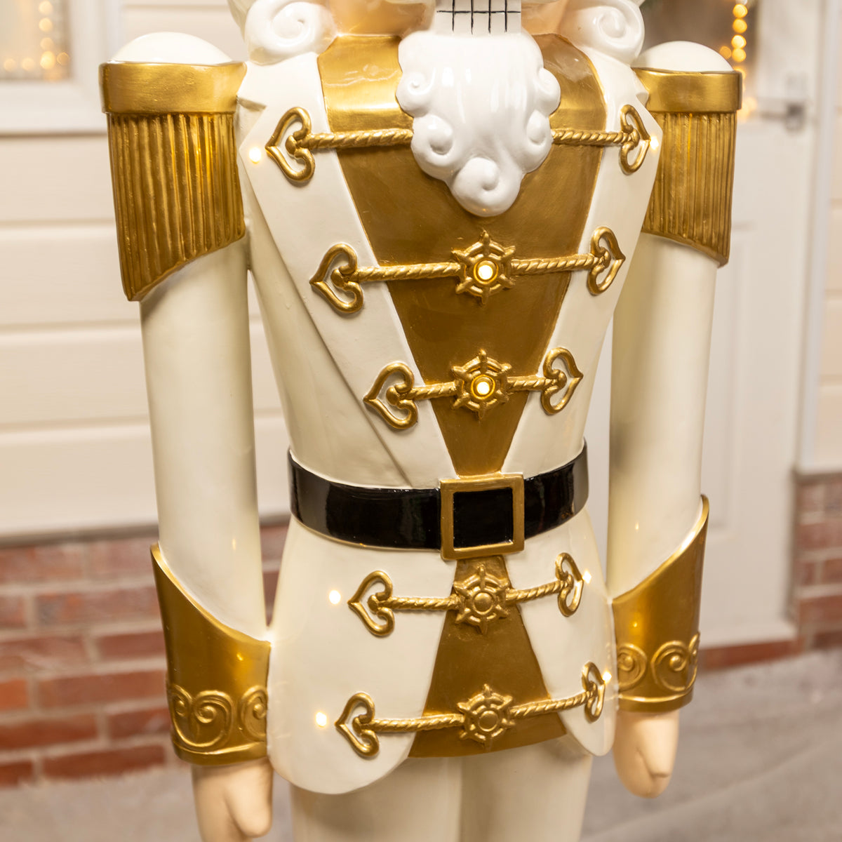 5.5ft Traditional Christmas Nutcracker Soldier - Cream and Gold with LED Lights