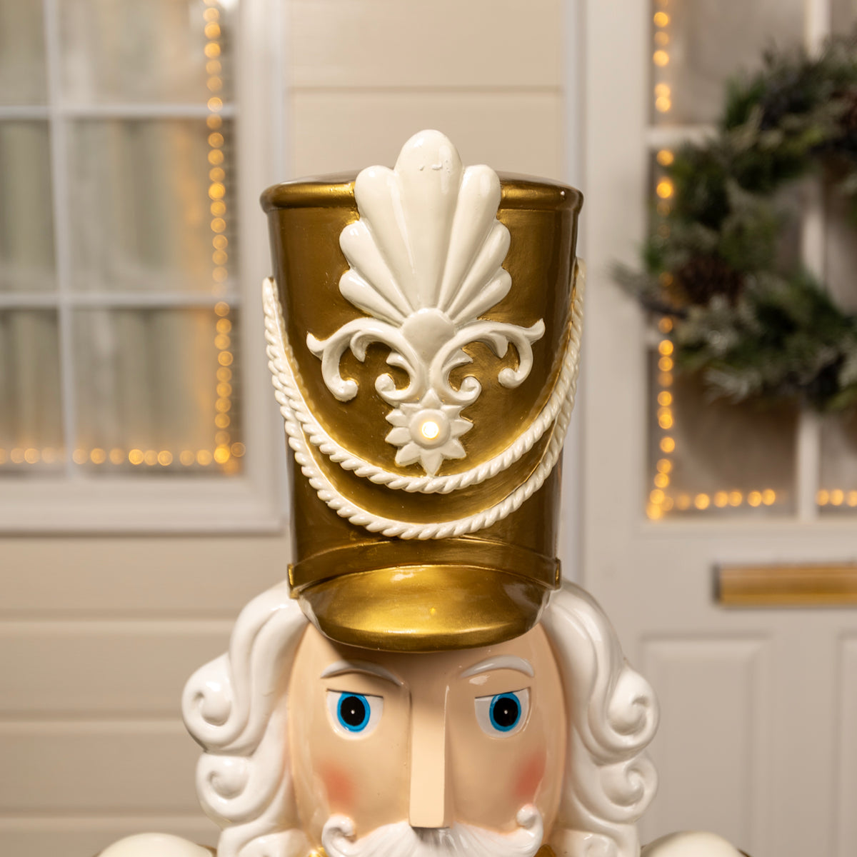 5.5ft Traditional Christmas Nutcracker Soldier - Cream and Gold with LED Lights