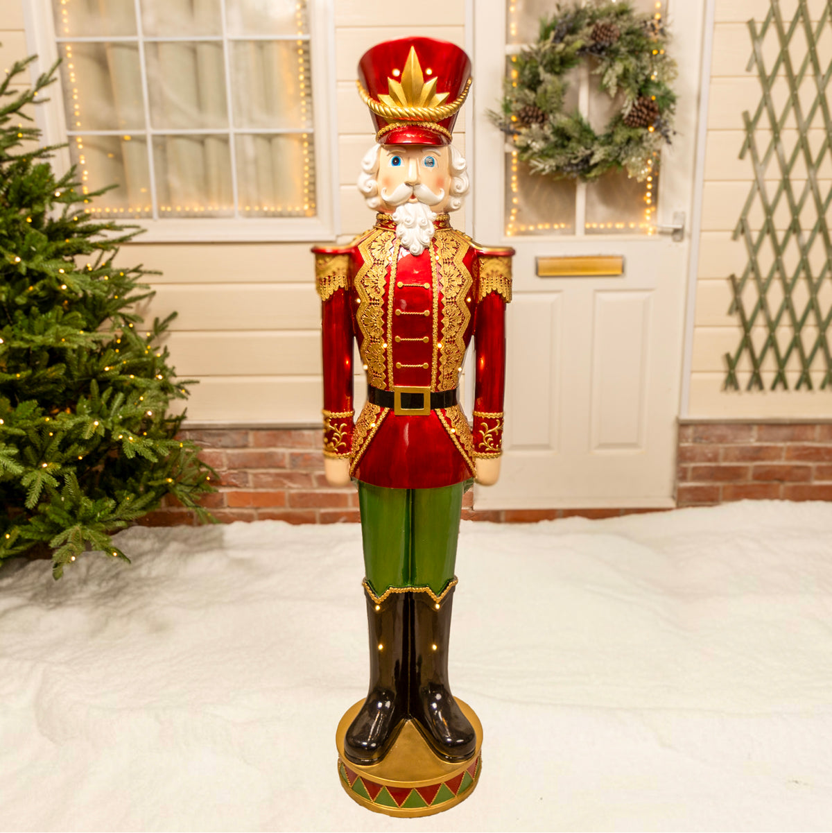 5ft Traditional Christmas Nutcracker Soldier - Red and Green with LED Lights