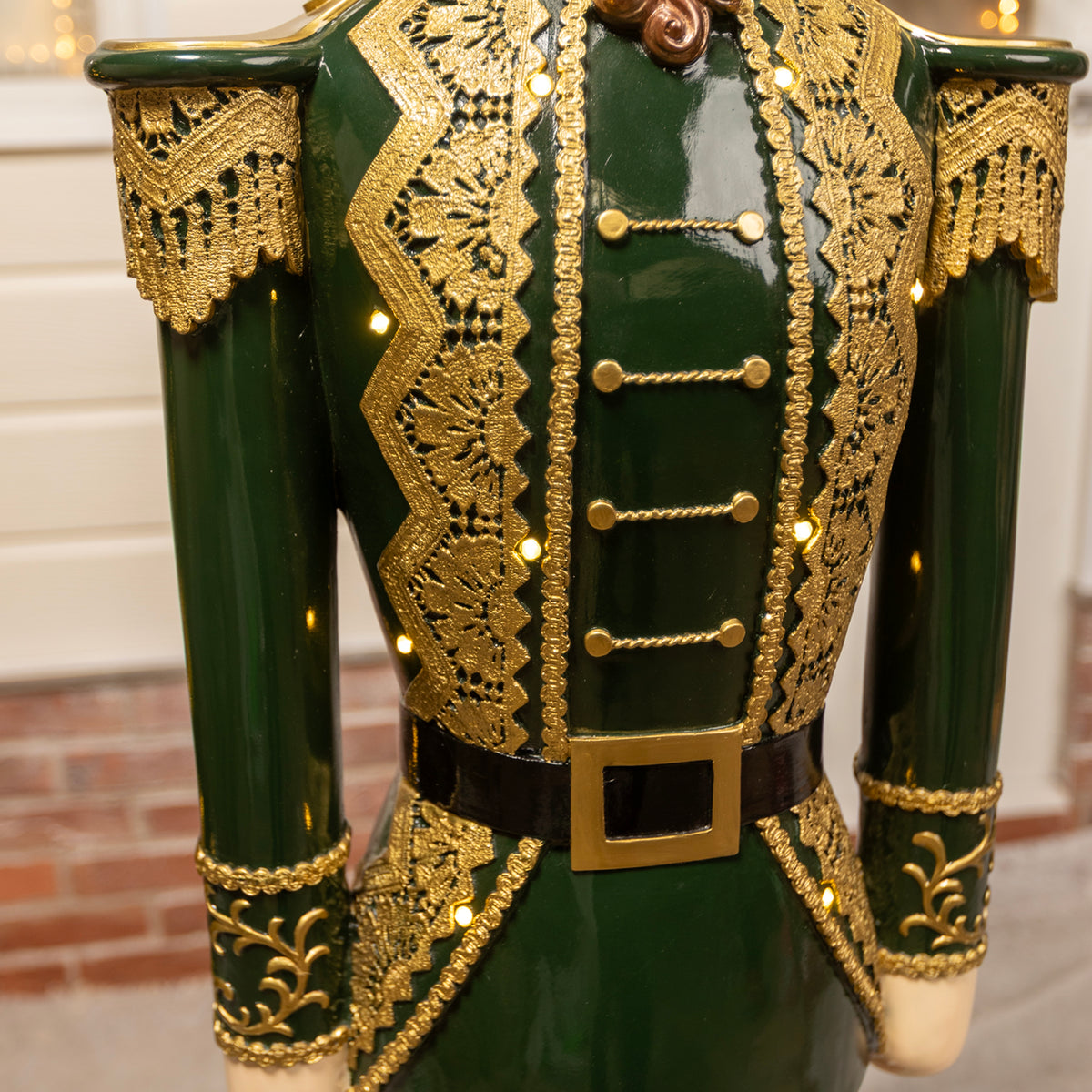 5ft Traditional Christmas Nutcracker Soldier - Dark Green, Red and Black with LED Lights