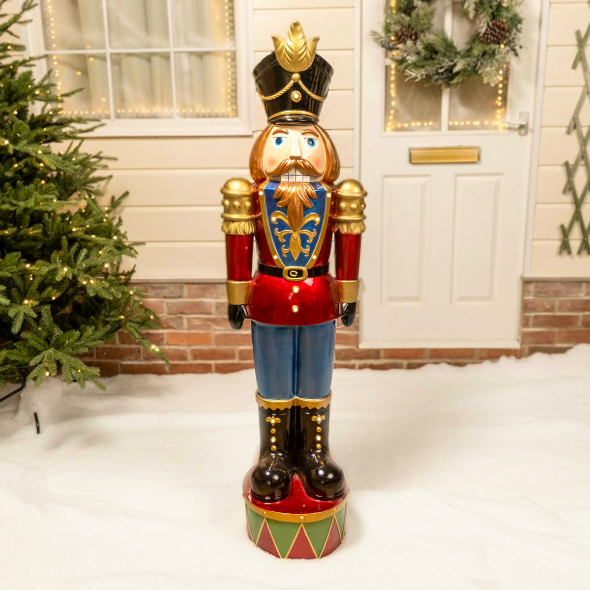4.5ft Traditional Christmas Nutcracker Soldier - Red and Blue with LED Lights
