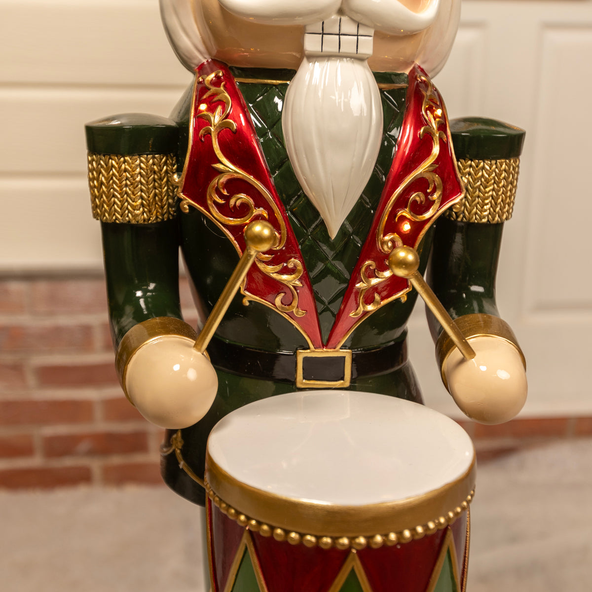 4ft Traditional Christmas Nutcracker Soldier Drummer Red and Green with LED Lights