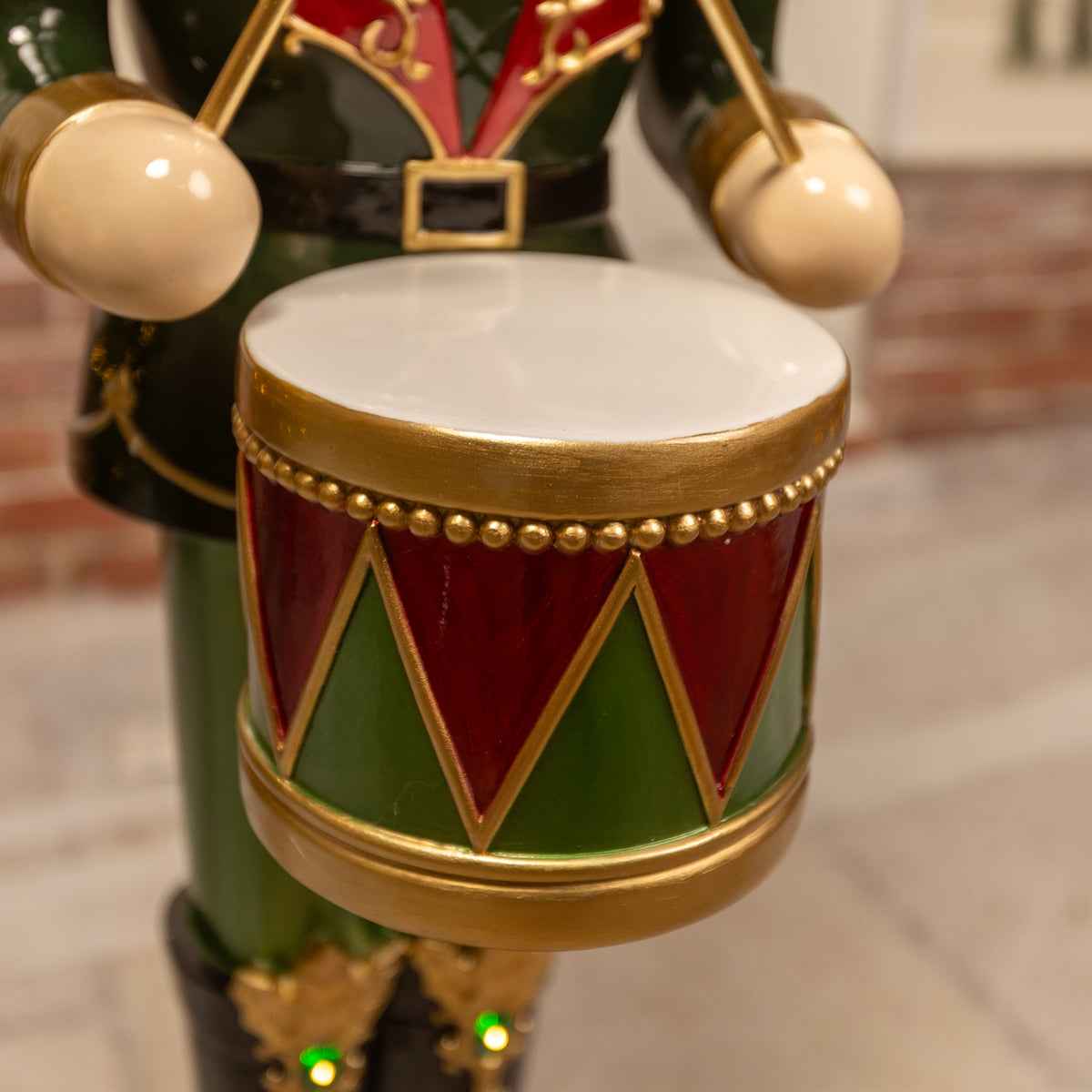 4ft Traditional Christmas Nutcracker Soldier Drummer Red and Green with LED Lights