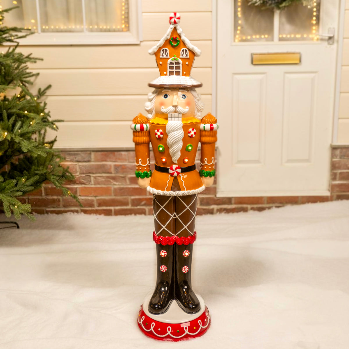 4ft Large Gingerbread Christmas Nutcracker with LED Lights