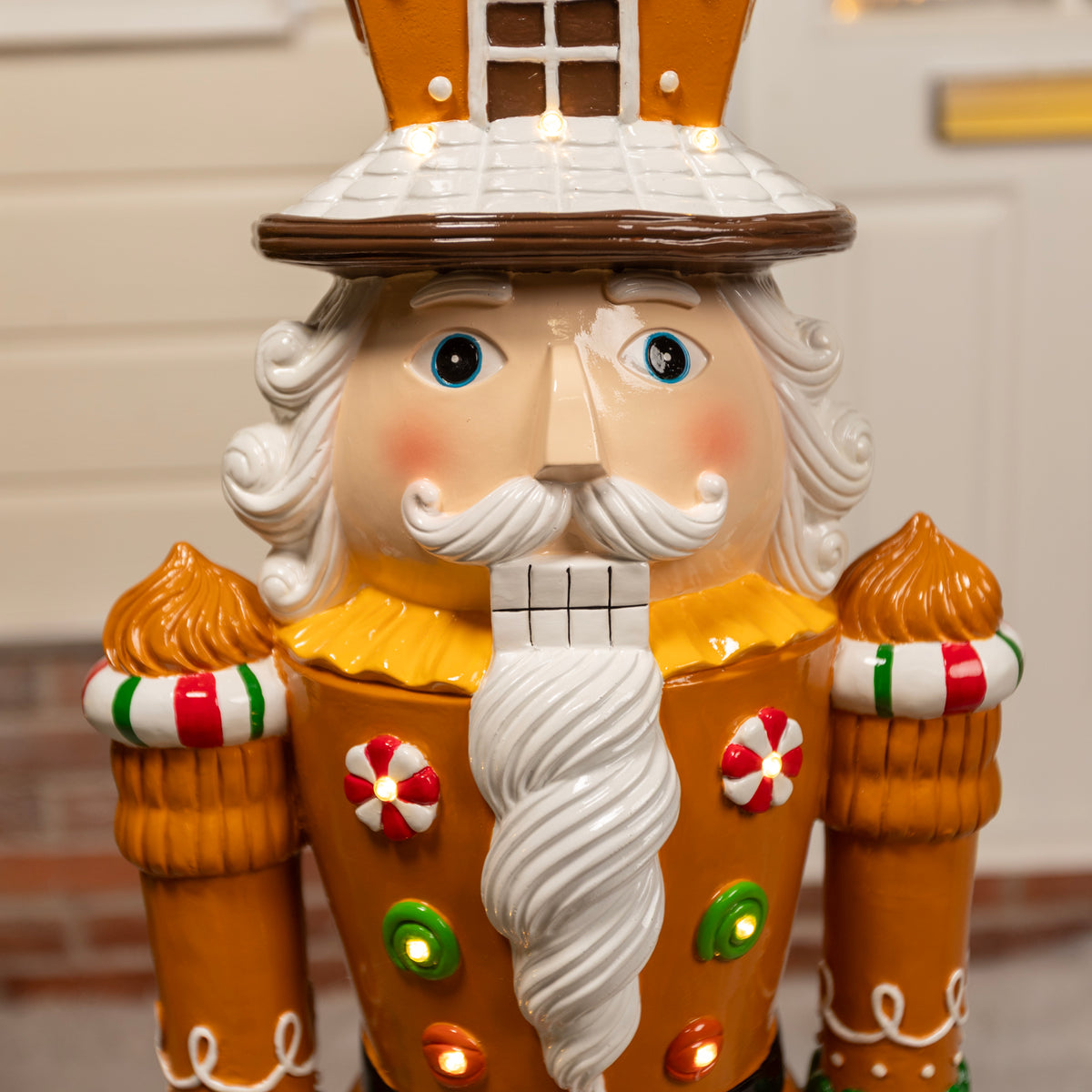 4ft Large Gingerbread Christmas Nutcracker with LED Lights