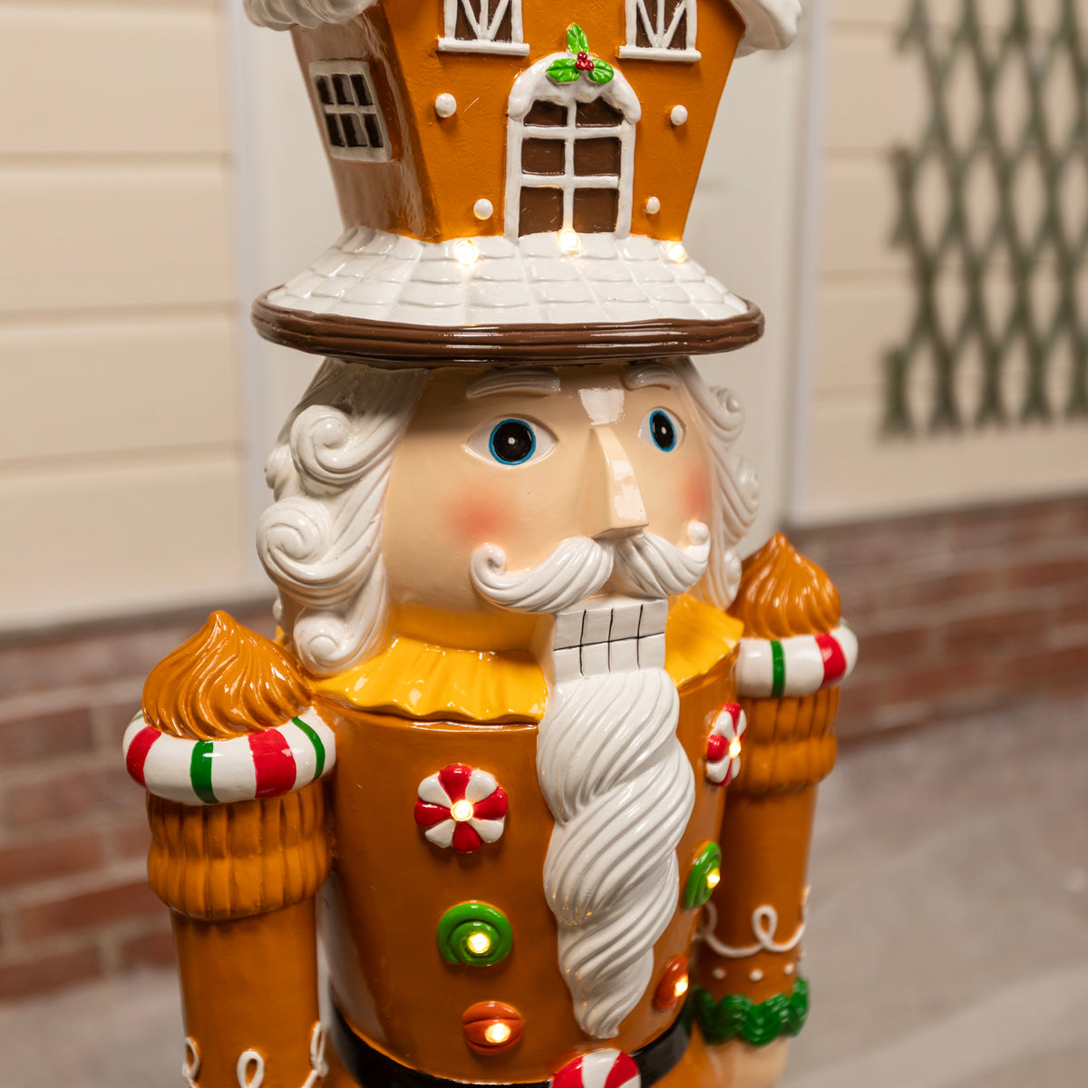 4ft Large Gingerbread Christmas Nutcracker with LED Lights