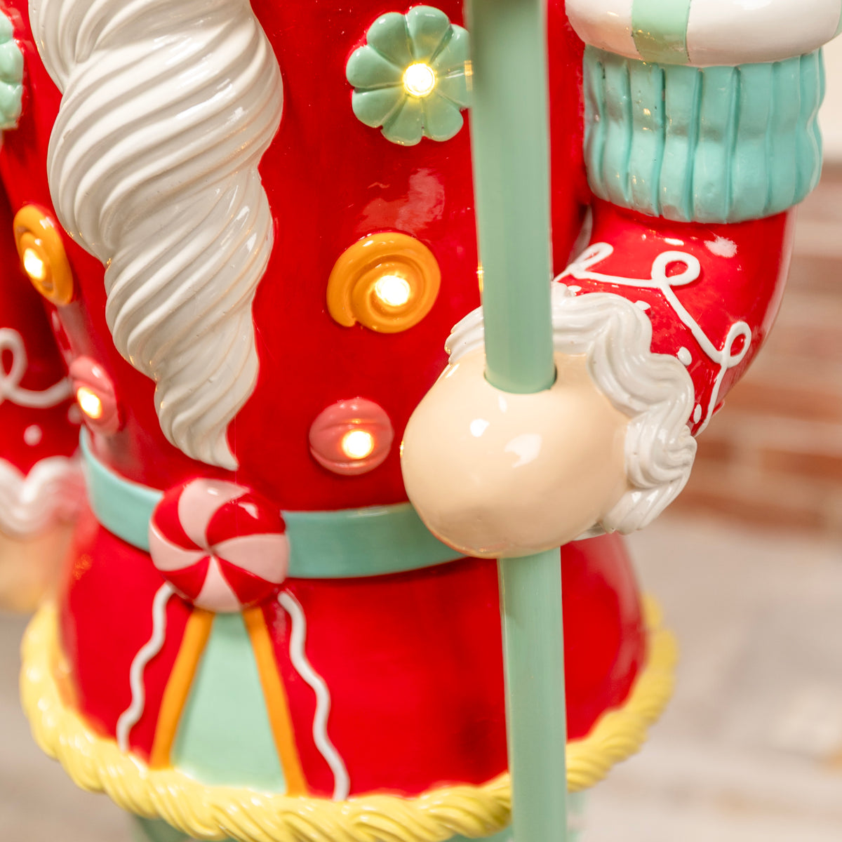 4ft Large Gingerbread Christmas Nutcracker Red and Blue with LED Lights