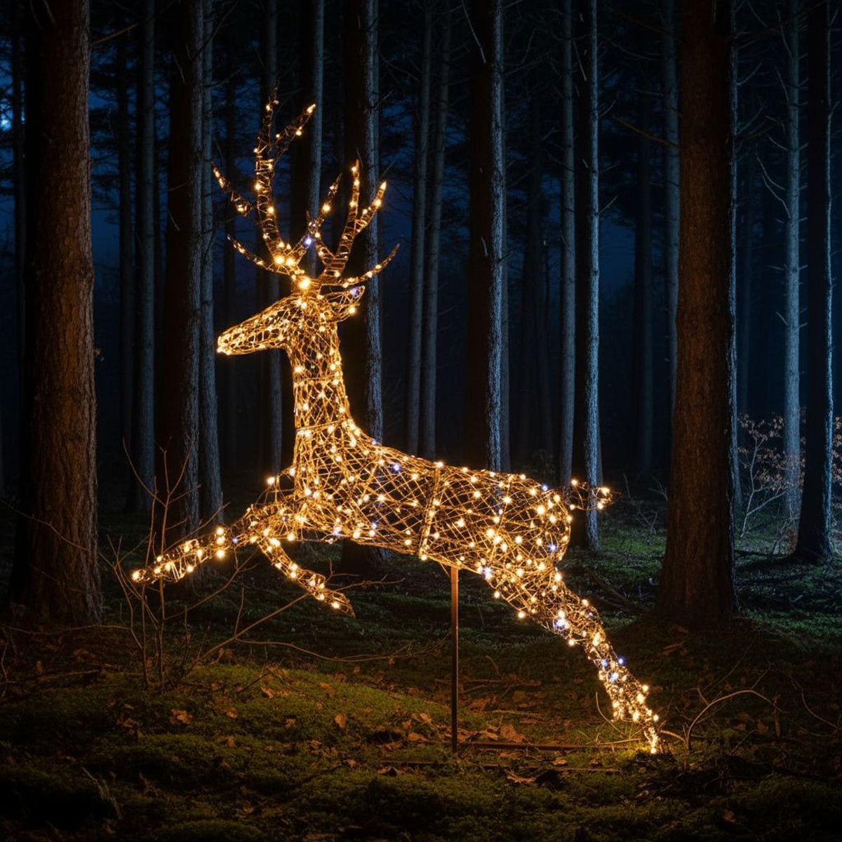 Christmas Reindeer Lights - 1.5M Brown Weave Light Up Flying Stag with 330 White LEDs
