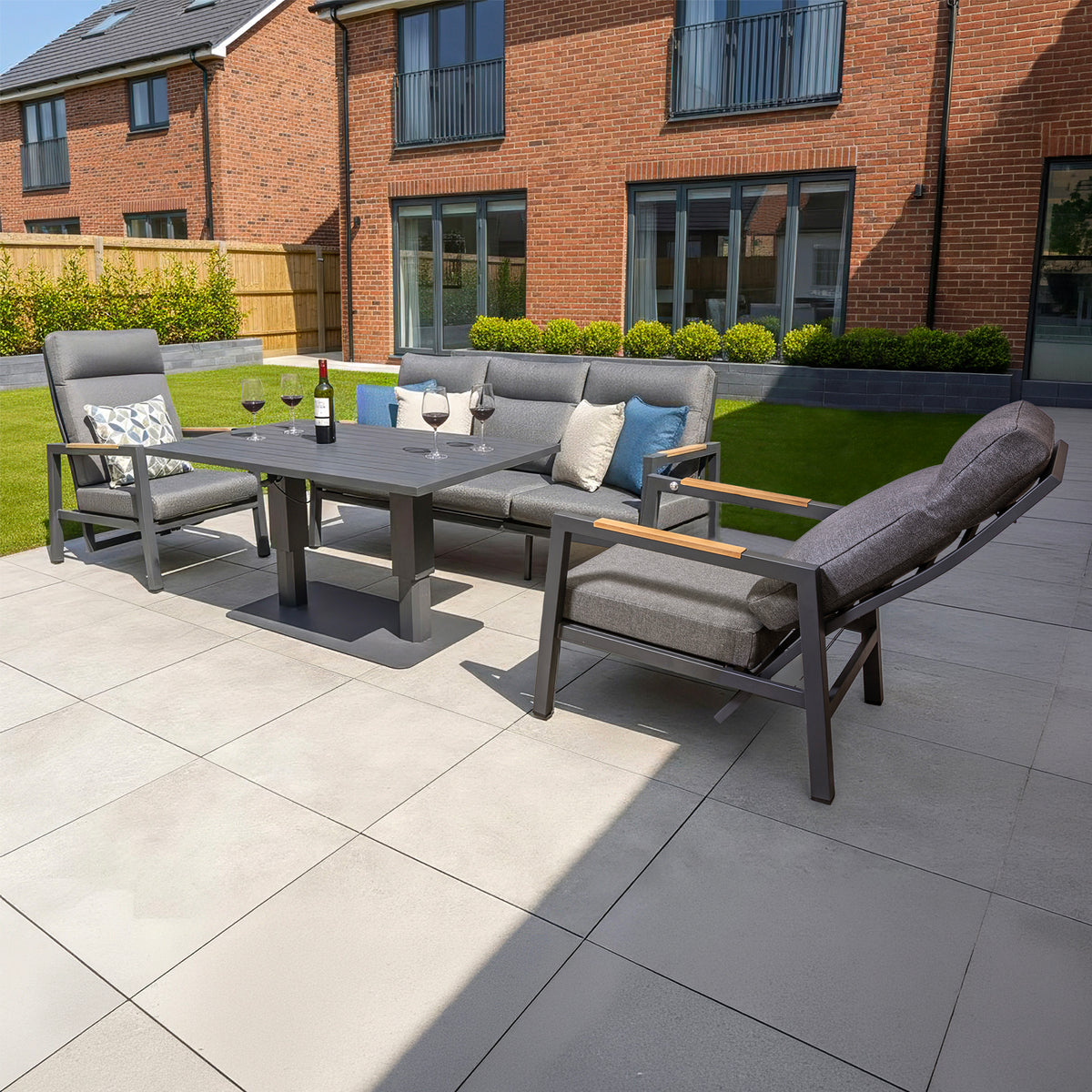 Bracken Outdoors Albany Aluminium Garden Furniture Lounge Sofa Set with Height Adjustable Table