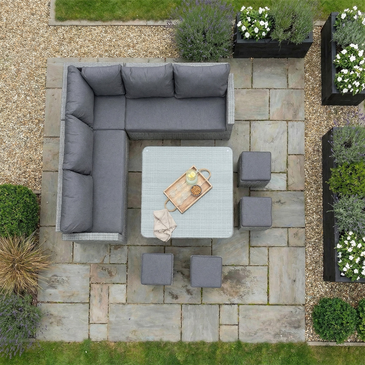 Bracken Outdoors Dakota Square Corner Sofa Garden Furniture Set with Height Adjustable Table