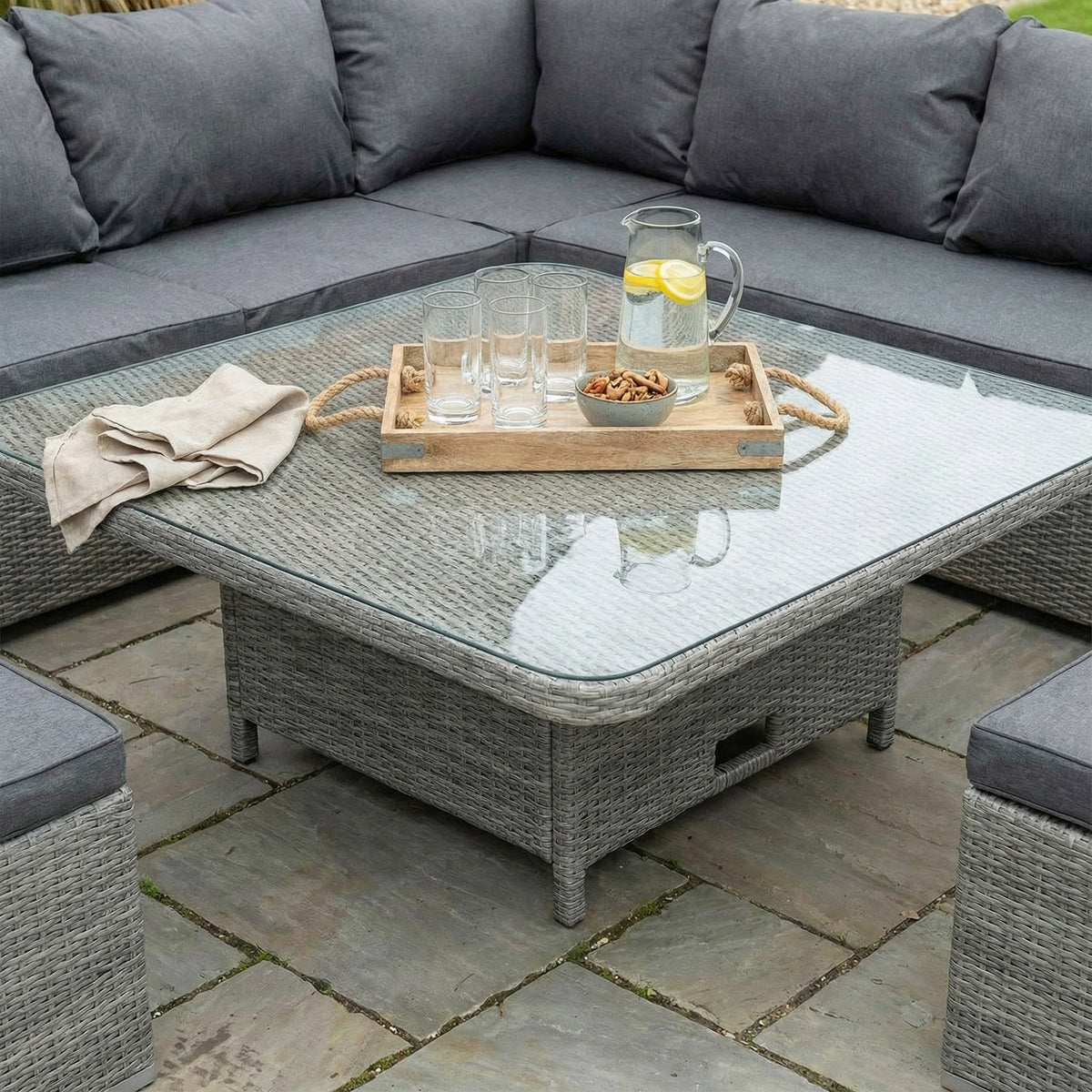 Bracken Outdoors Dakota Square Corner Sofa Garden Furniture Set with Height Adjustable Table