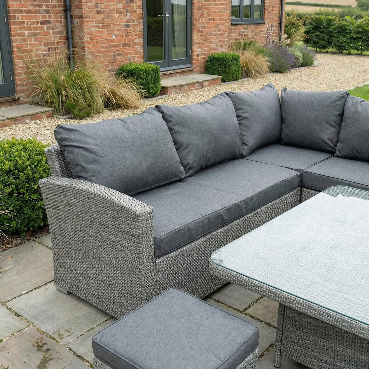 Bracken Outdoors Dakota Square Corner Sofa Garden Furniture Set with Height Adjustable Table