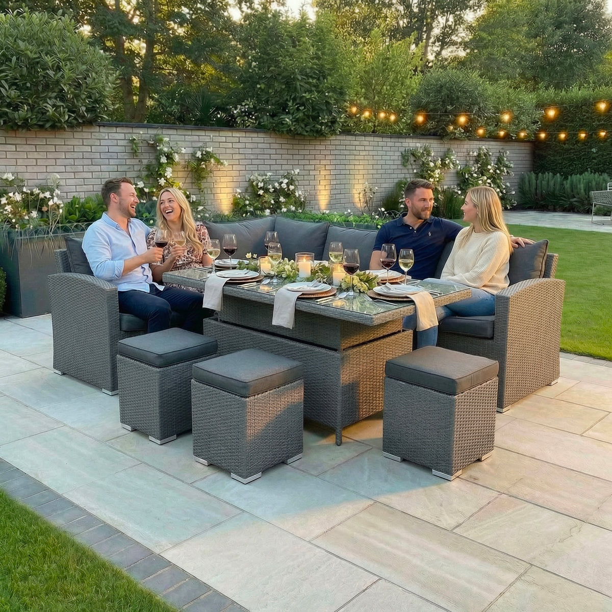 Bracken Outdoors Dakota Rectangular Corner Sofa Garden Furniture Set with Height Adjustable Table
