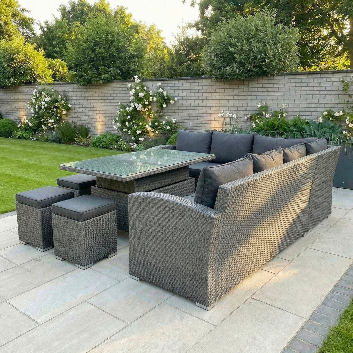 Bracken Outdoors Dakota Rectangular Corner Sofa Garden Furniture Set with Height Adjustable Table