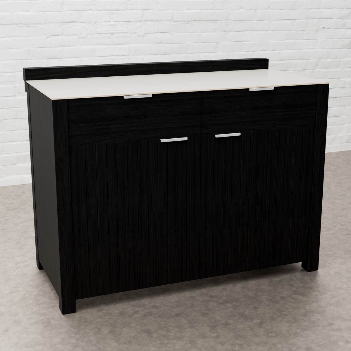 Draco Grills Teak Carbon Line Modular Outdoor Kitchen Double Door Cabinet with Ceramic Top