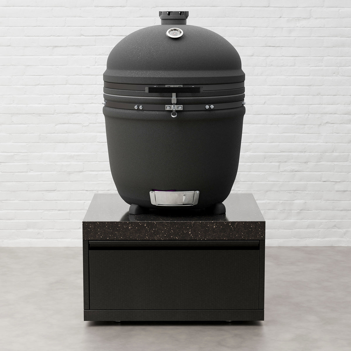 Draco Grills Black Stainless Steel Kamado Low Cabinet with Drawer 70cm Deep