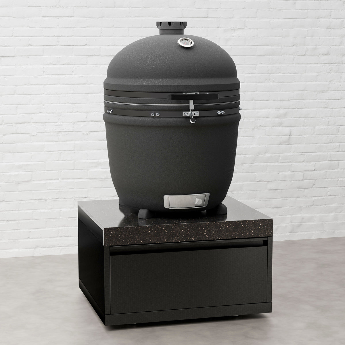 Draco Grills Black Stainless Steel Kamado Low Cabinet with Drawer 70cm Deep