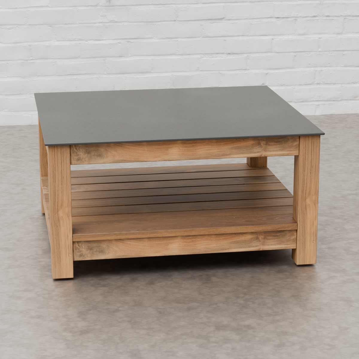 Draco Grills Teak Modular Outdoor Kitchen 60cm Deep Kamado Table with Ceramic Top