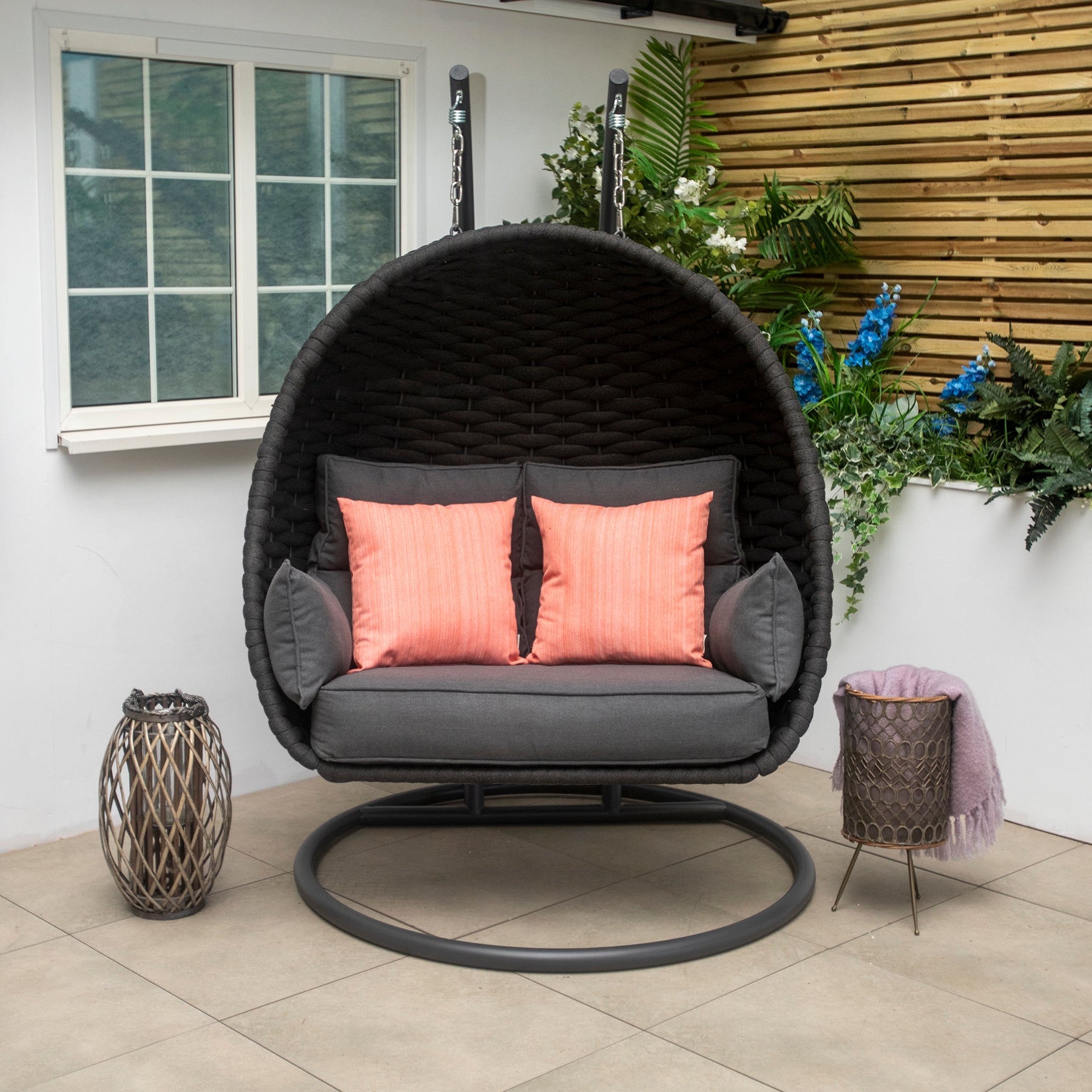 Bracken Outdoors Maldives Rope Double Hanging Egg Chair Garden