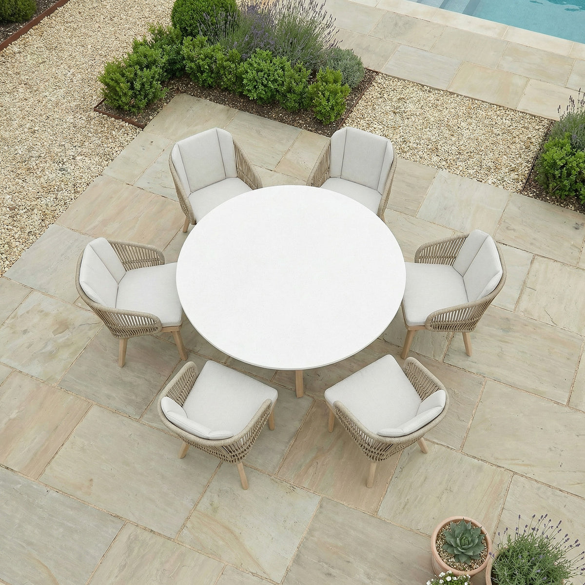 Bracken Outdoors Fairford Eucalyptus Wood and Rope 6 Seat Round Dining Set
