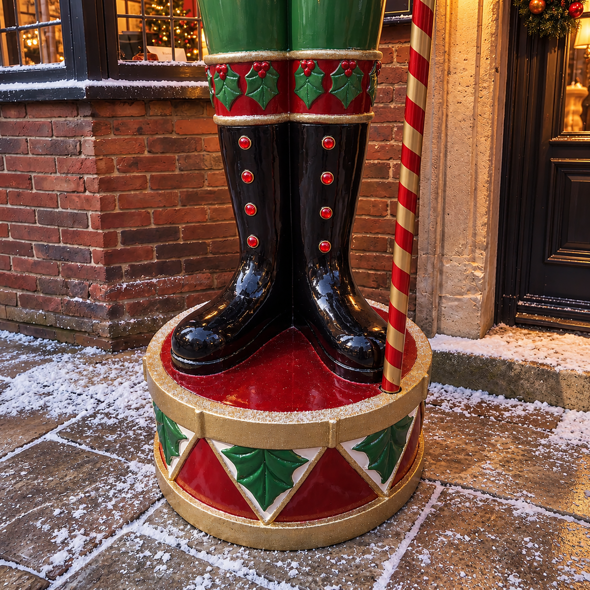 6ft Traditional Christmas Holly Extra Large Nutcracker Soldier with LED Light Up Lantern