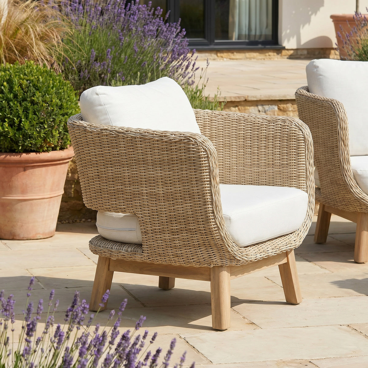 Bracken Outdoors Florence Acacia and Twisted Rattan Lounge Sofa Garden Furniture Set with Coffee Table