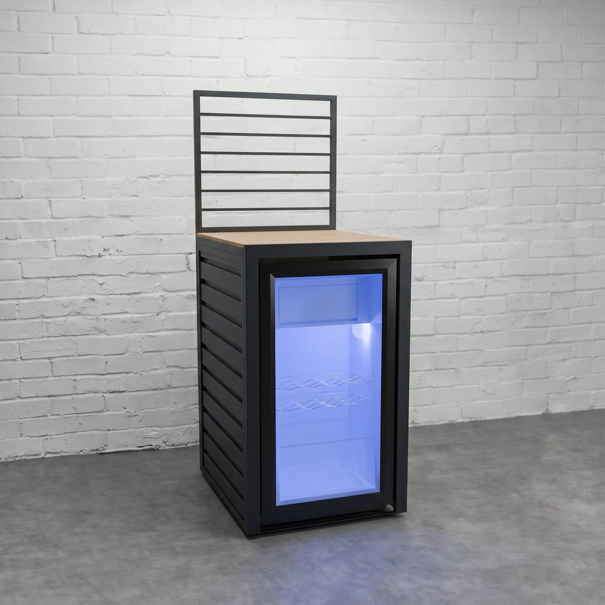 Draco Grills Scandic Aluminium Modular Outdoor Kitchen Fridge and Cabinet with Wood Effect Top