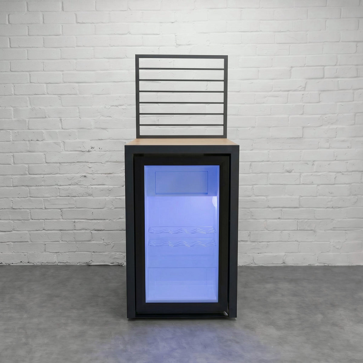 Draco Grills Scandic Aluminium Modular Outdoor Kitchen Fridge and Cabinet with Wood Effect Top