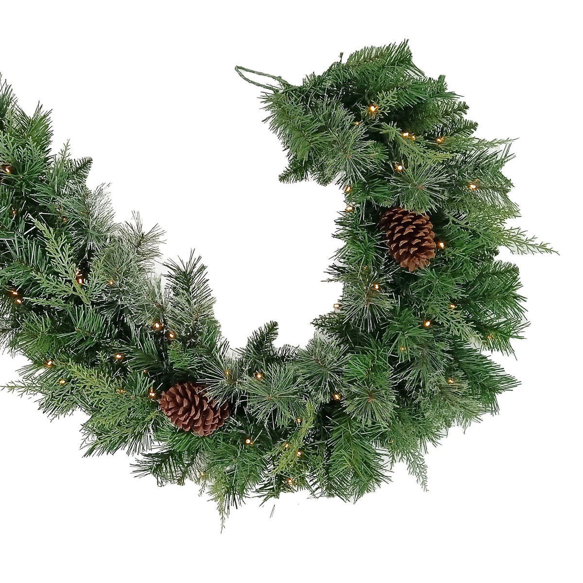 The Christmas Centre Hollingworth Spruce 6ft (180cm) Prelit Christmas Garland with Warm White Battery Operated LED Lights