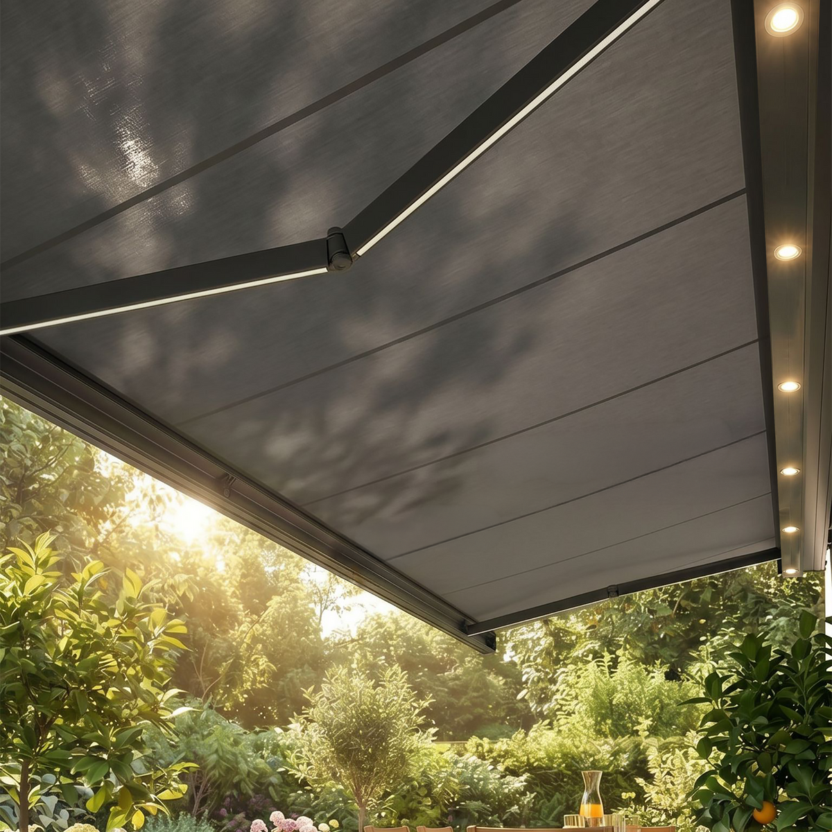 Bracken Outdoors 4m x 3m Charcoal Grey Motorised Garden Awning with LED Lights