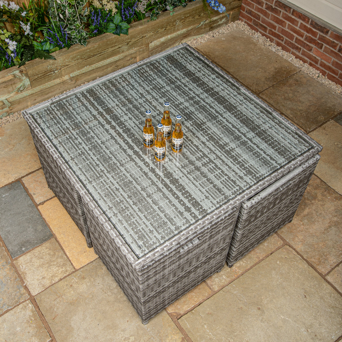 Bracken Outdoors Madrid Dark Grey 4-8 Seat Rattan Cube Garden Furniture Set with Ice Bucket