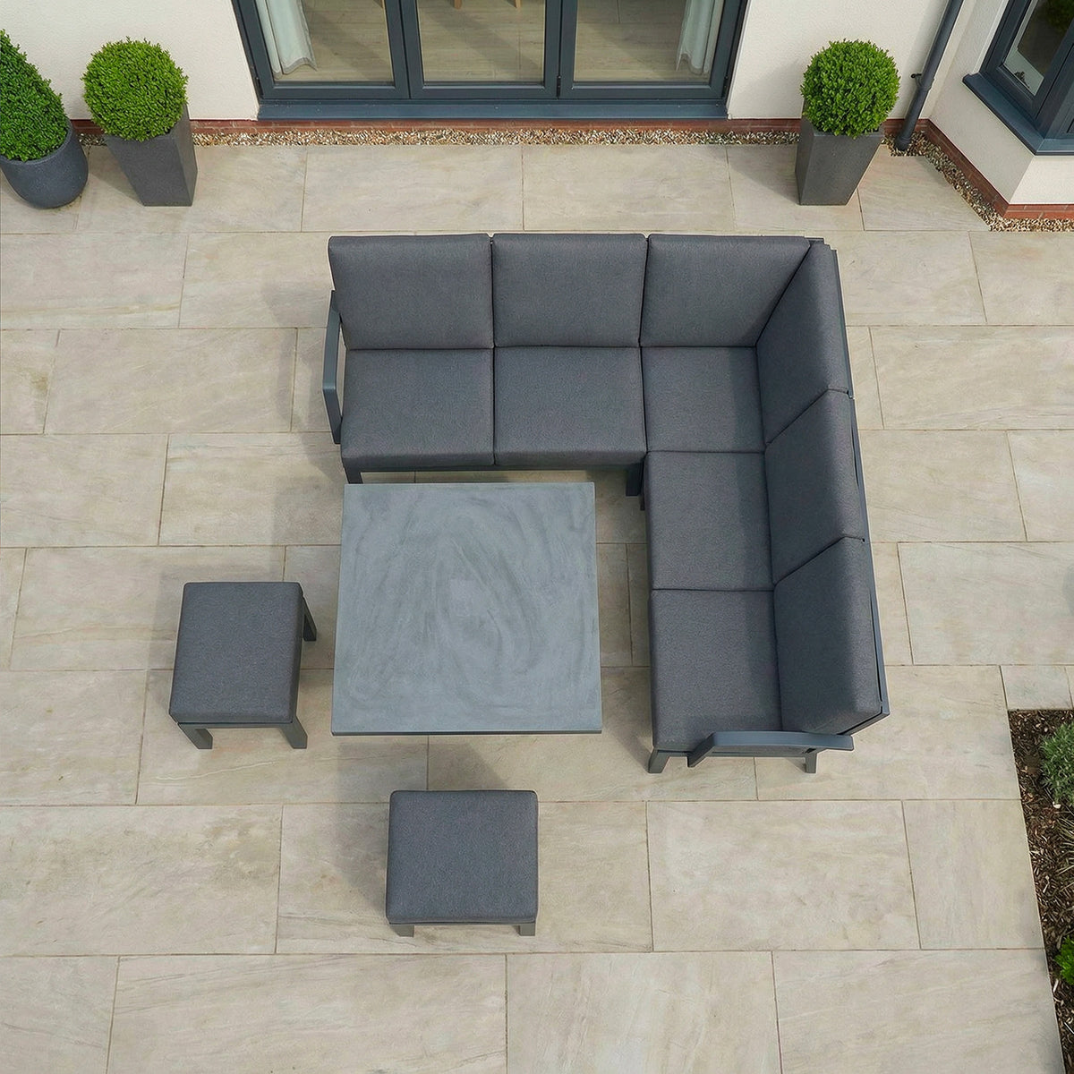 Bracken Outdoors Miami Dark Aluminium Compact Corner Set with Adjustable Table and Stools