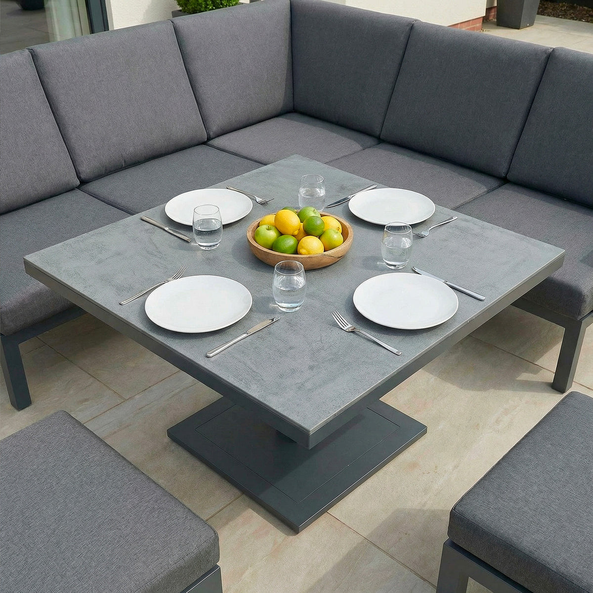 Bracken Outdoors Miami Dark Aluminium Compact Corner Set with Adjustable Table and Stools