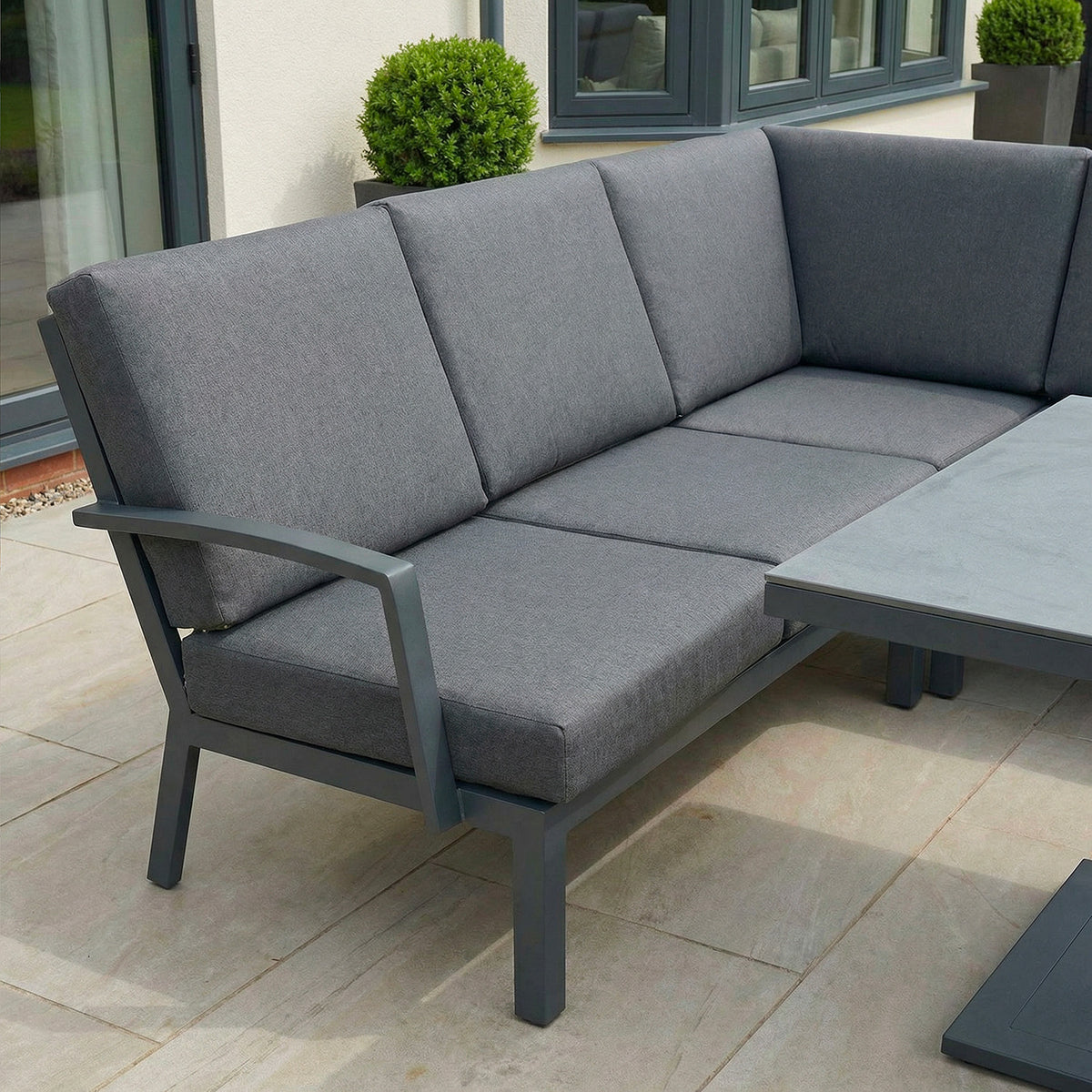 Bracken Outdoors Miami Dark Aluminium Compact Corner Set with Adjustable Table and Stools