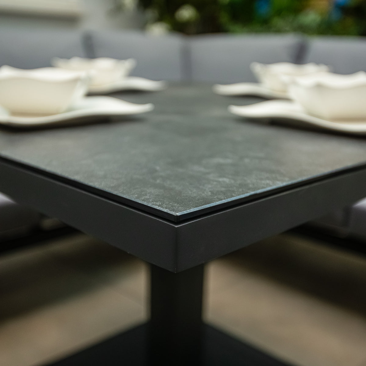 Bracken Outdoors Miami Dark Aluminium Compact Corner Set with Adjustable Table and  Stools