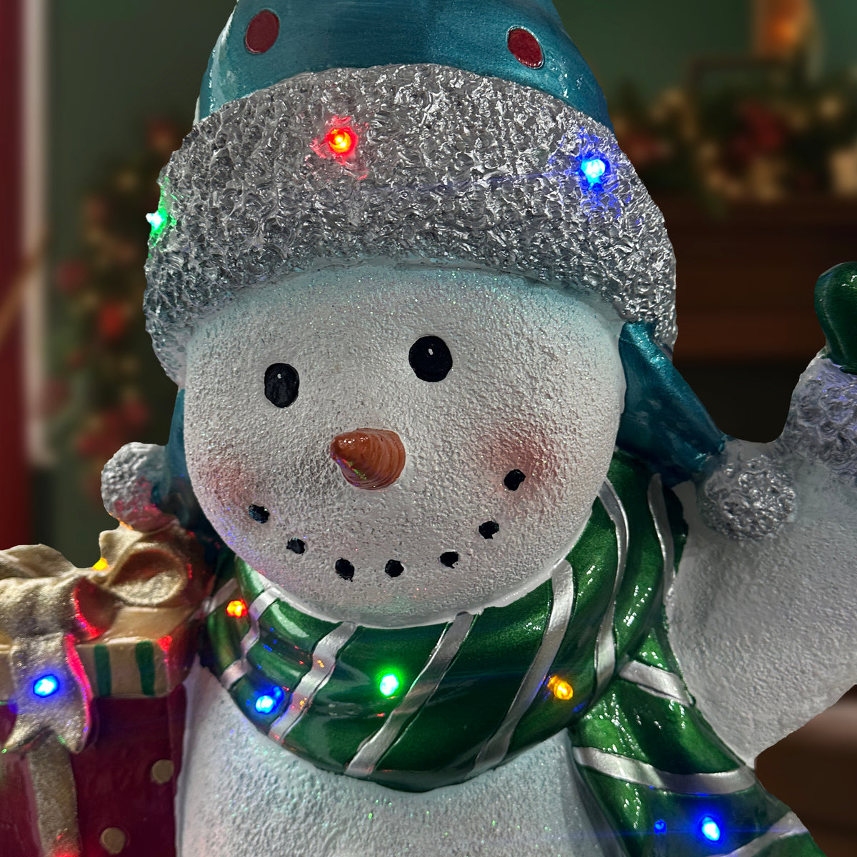 5ft Christmas Snowman Stack with Multicoloured LED Lights