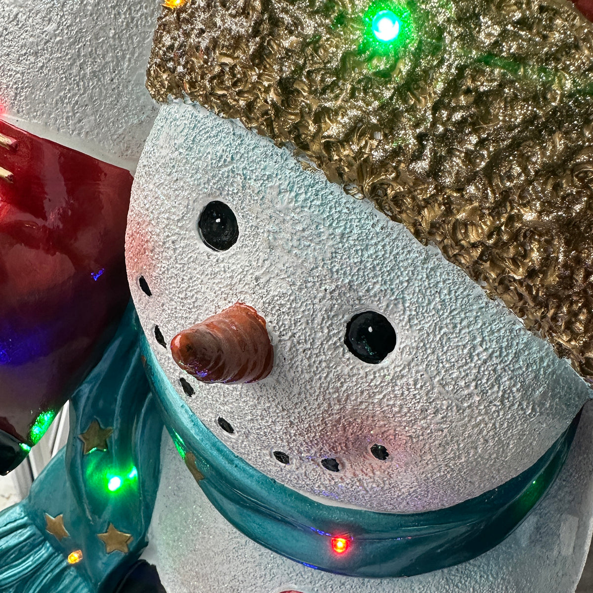 5ft Christmas Snowman Stack with Multicoloured LED Lights