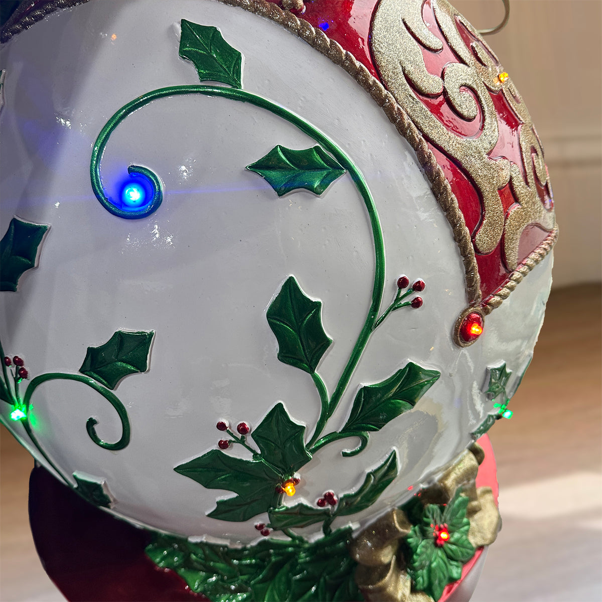 5ft Multi-Coloured Christmas Bauble Stack with Multicoloured LED Lights