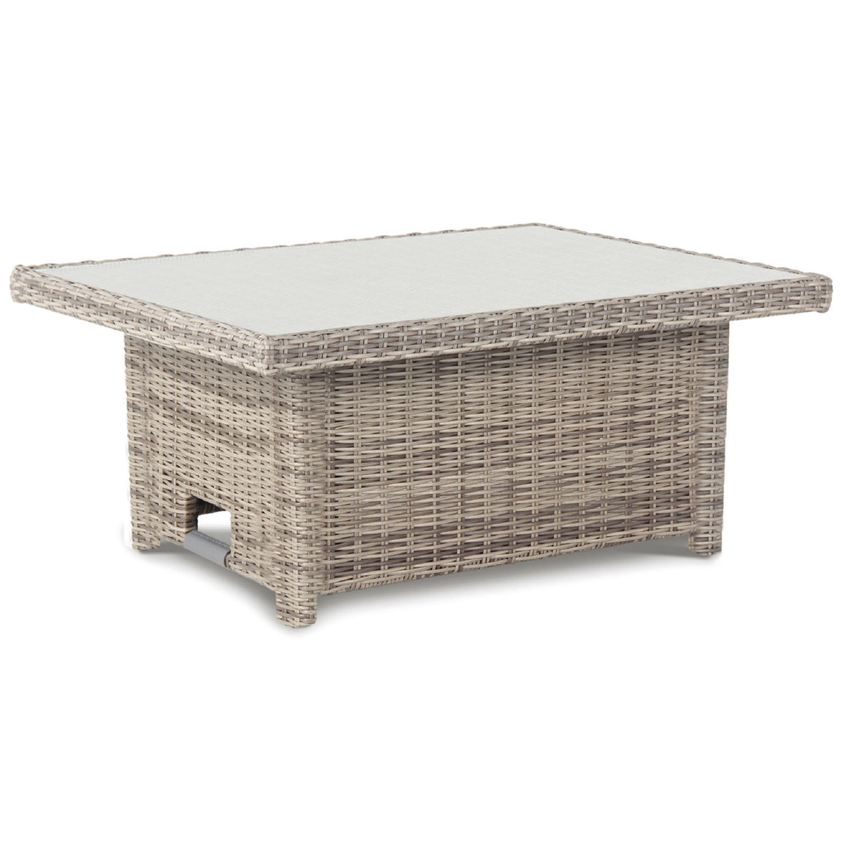 Kettler Palma Signature Mini Oyster Wicker High Low Adjustable Glass Top Table