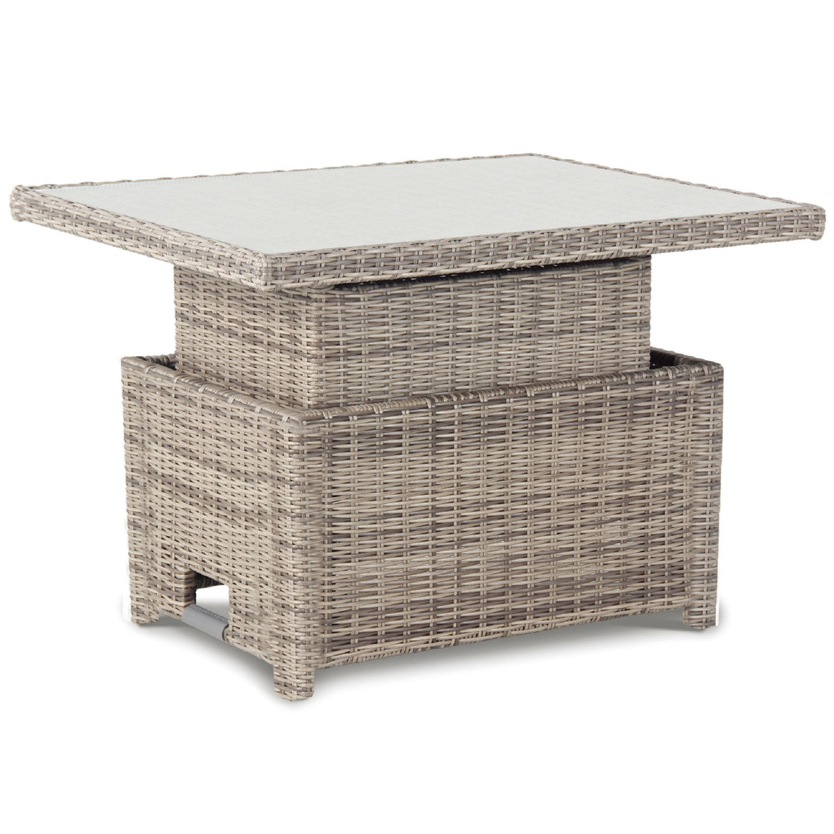 Kettler Palma Signature Mini Oyster Wicker High Low Adjustable Glass Top Table