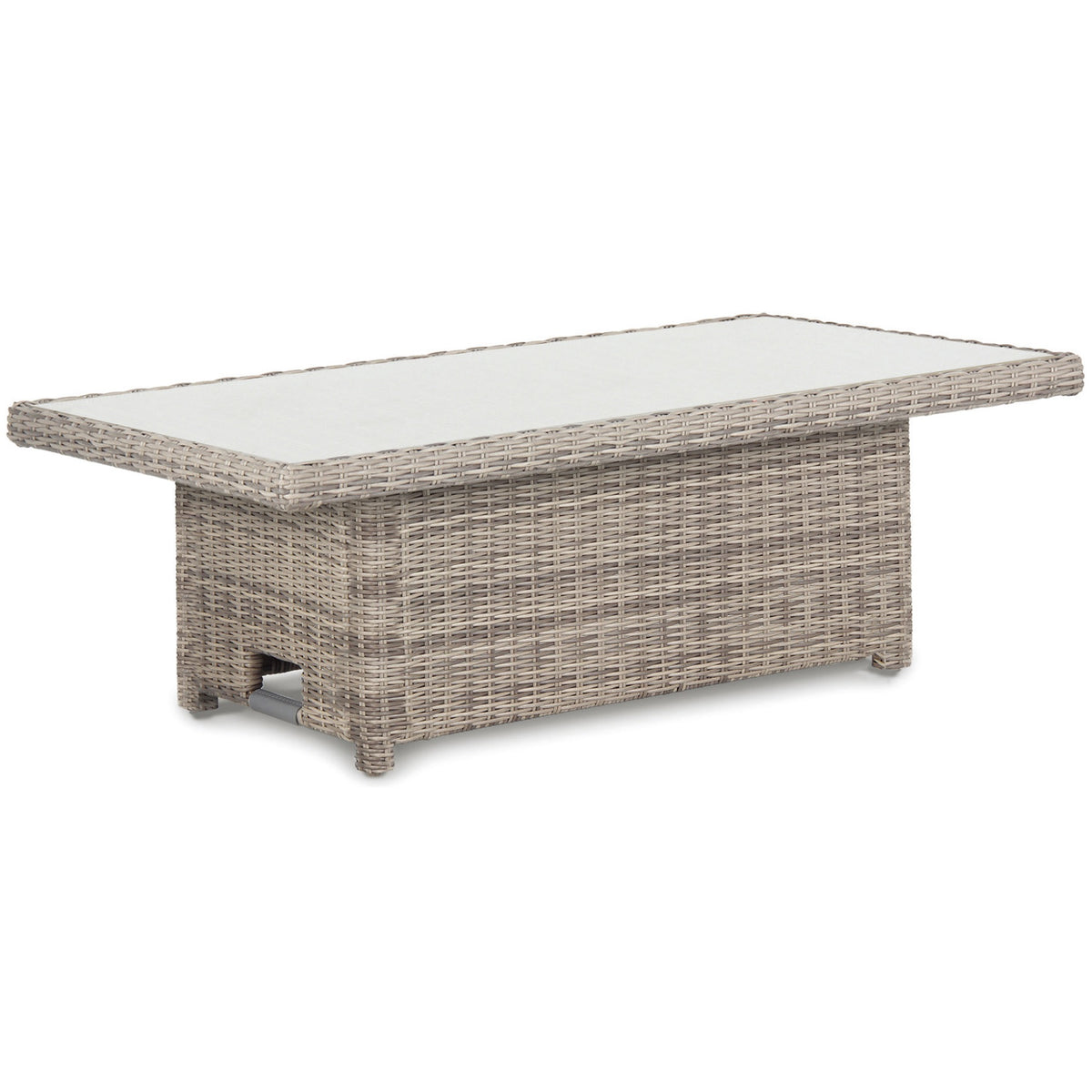 Kettler Palma Signature Oyster Wicker High Low Adjustable Glass Top Table