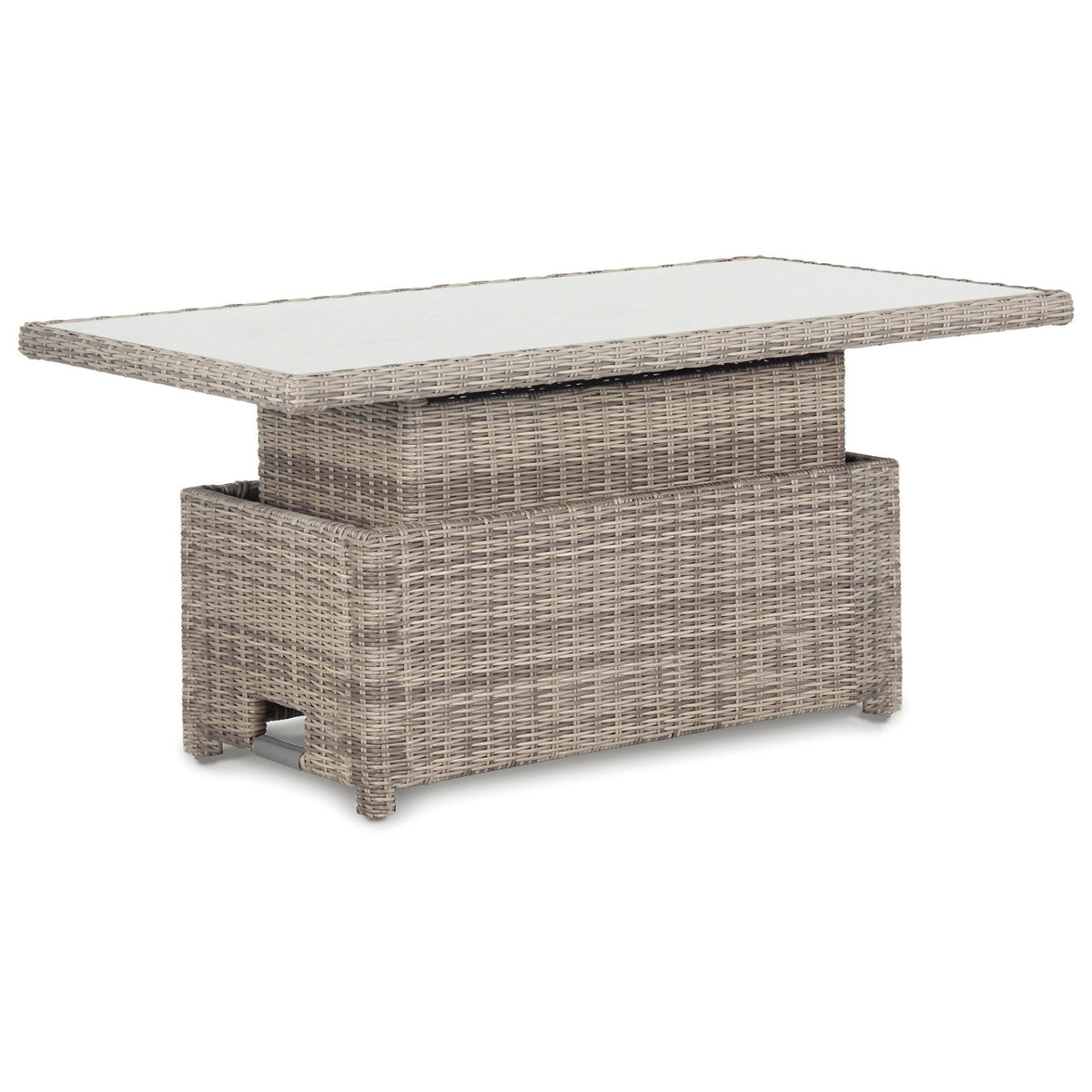 Kettler Palma Signature Oyster Wicker High Low Adjustable Glass Top Table