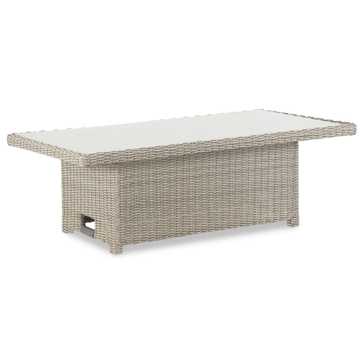 Kettler Palma Signature White Wash Wicker High Low Adjustable Glass Top Table