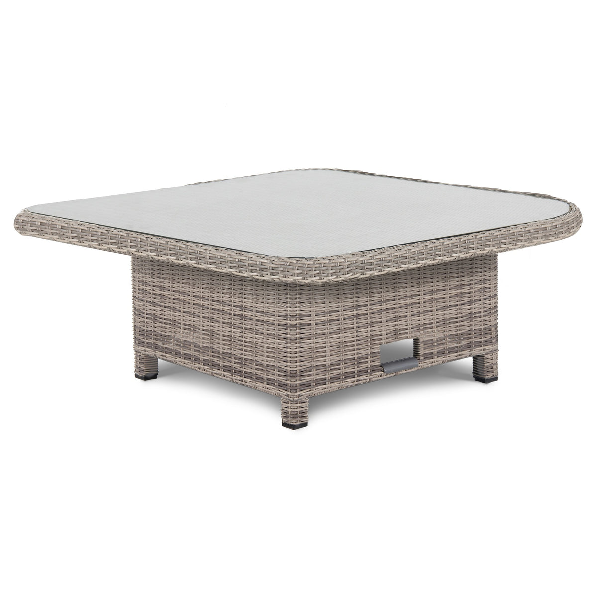Kettler Palma Signature Grande Oyster Wicker High Low Adjustable Glass Top Table