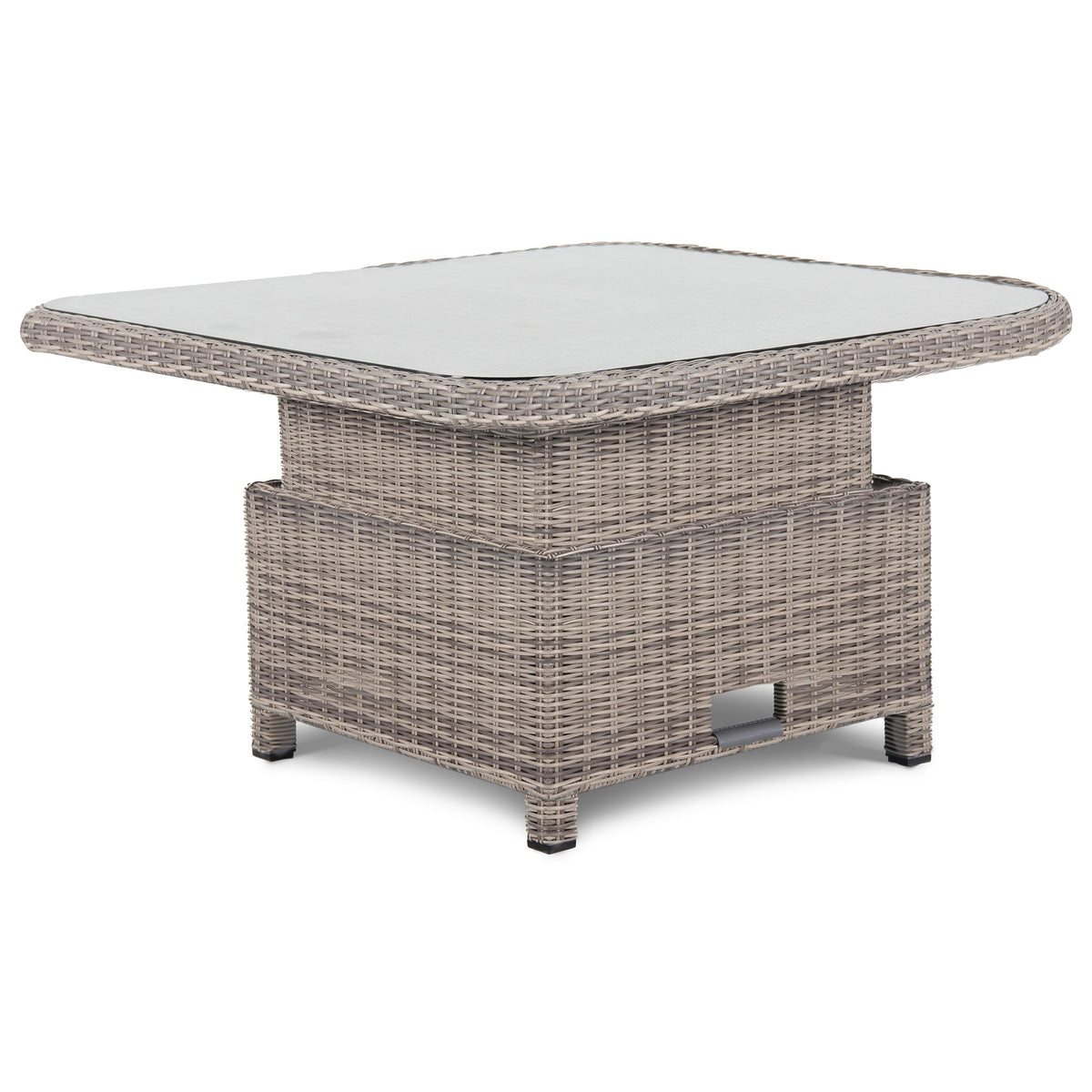 Kettler Palma Signature Grande Oyster Wicker High Low Adjustable Glass Top Table