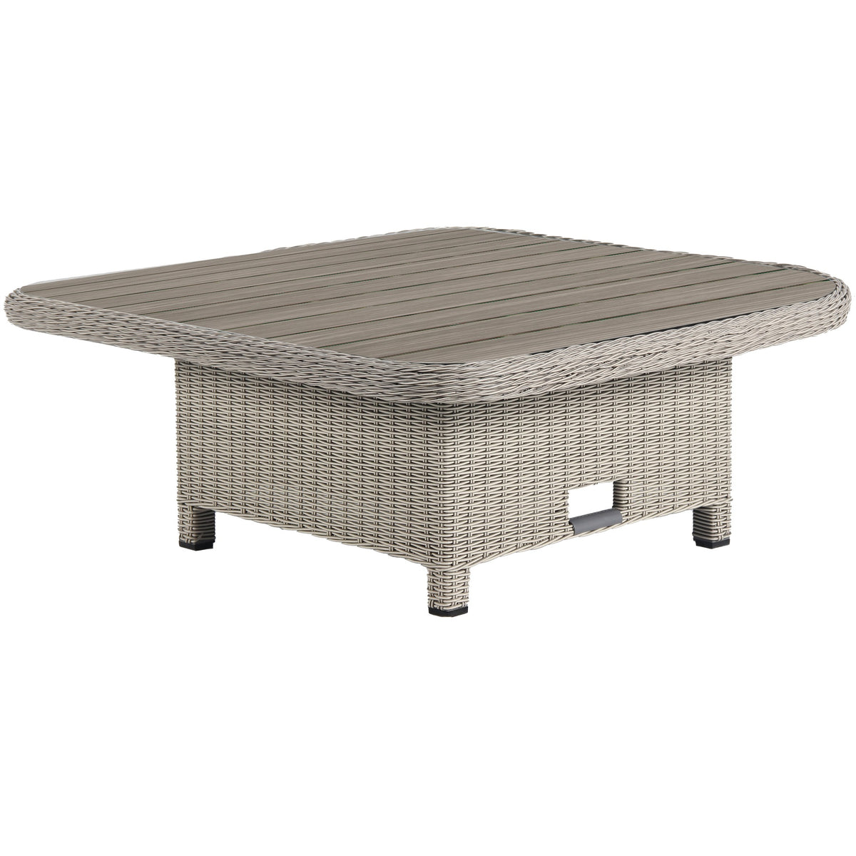 Kettler Palma Signature Grande White Wash High Low Adjustable Aluminium Wood-Effect Slat Top Table
