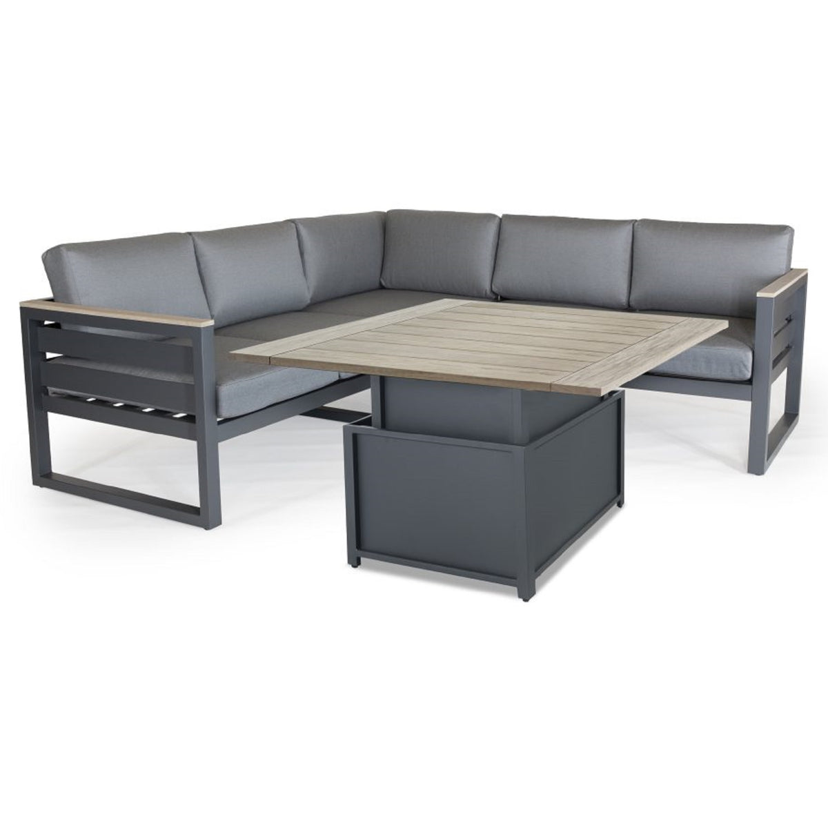 Kettler Elba Signature Grande Corner Sofa Set with High Low Adjustable Teak Slat Top Table