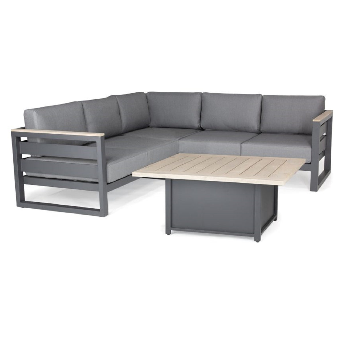 Kettler Elba Signature Grande Corner Sofa Set with High Low Adjustable Teak Slat Top Table