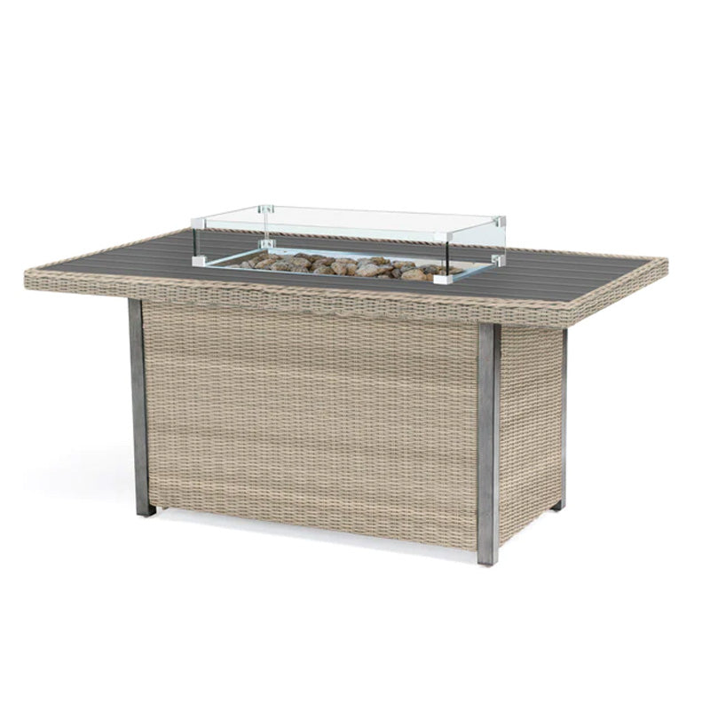 Kettler Palma Oyster Wicker Fire Pit Table with Aluminium Slat Top
